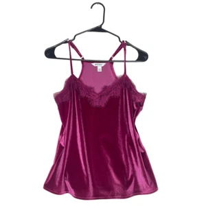Nine West Velour Tank Y2K Pink Lace Trim Barbiecore 2000s S Dark Fairy Grunge - Picture 1 of 7