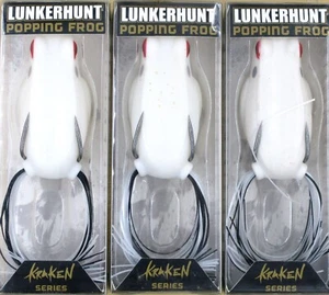 (3) Lunkerhunt Hollow Body Topwater 2 1/2" Popping Frog Ivory 1/2 Oz Brand New - Picture 1 of 4