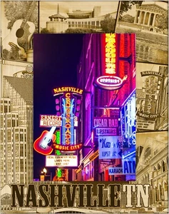 Nashville Tennessee Lasergravur Holz Bilderrahmen Portrait (5 x 7) - Bild 1 von 2