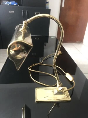 Ancienne Lampe  De Bureau En Laiton. - Photo 1/4