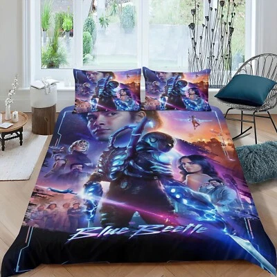 3Pcs Bedding Sets Blue Beetle Duvet Cover Set All Season Soft Lightweight - Image 1 of 4