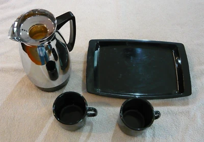 Termo café, agua, jarra ~ juego de jarra, con bandeja y dos tazas de café Foto 1 de 4