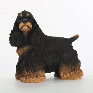 Cocker Spaniel Figurine Hand Painted Collectible Statue Black/Brown - Picture 1 of 1