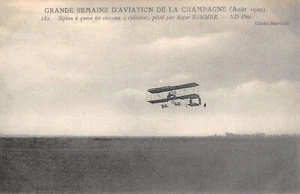 CPA AVIATION Gde SEMAINE AVIATION CHAMPAGNE 1909 BIPLAN A QUEUE PILOTE PAR SOMME - Picture 1 of 1