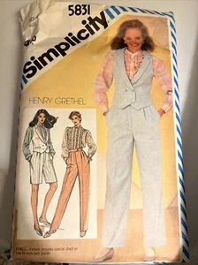 Vintage Simplicity 5831 Pants Shorts Blouse Vest Henry Grethel Sz 12 Uncut 1980s - Picture 1 of 6