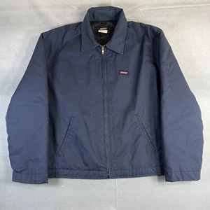 VTG Dickies Eisenhower Jacket Mens Large Navy Blue Full Zip Lined Workwear - Picture 1 of 7