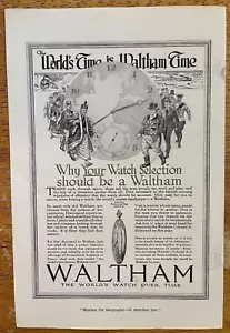 1918 Waltham Watch World Time Is Waltham Time Vintage Print Ad Full Page B&W - Picture 1 of 3