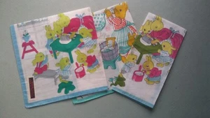 Vintage 'cotton' handkerchiefs x 3 novelty children's pattern VG order D1.r - Picture 1 of 5