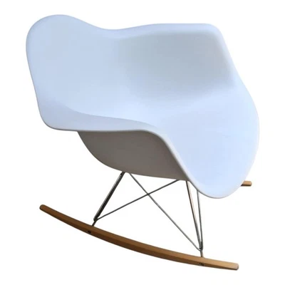 Eames Modway Rocket Plastic Lounge Rocker Chair In White - Image 1 of 4