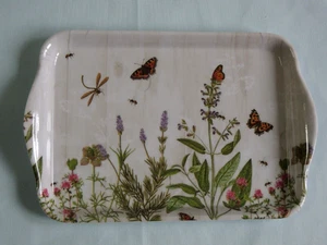 Ambiente 1x Tablett  Kräuter garten  13 x 21 cm Bienen Libelle Schmetterling - Picture 1 of 2