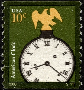 US Stamp Scott # 3762 Plate # S1111 Used Single F-VF - 10 Cents American Clock - Picture 1 of 1