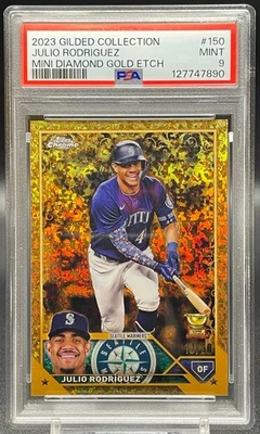 Julio Rodriguez 2023 Topps Gilded #150 Mini Diamond Gold Etch /50 PSA 9 Mariners - Image 1 of 2