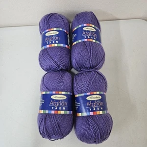 4 Herrschners Afghan Yarn 2 Ply 2oz 220 Yrds 2 Fine Skeins Grape - Picture 1 of 8