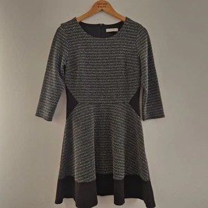 Oasis Womens Black Textured Skater Dress Medium Formal Mini - Picture 1 of 10