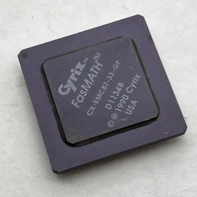 Super Rare! Cyrix CX-EMC87-33-GP FasMath FPU for 386DX CPU 33MHz D1134B 1990 - Image 1 of 4