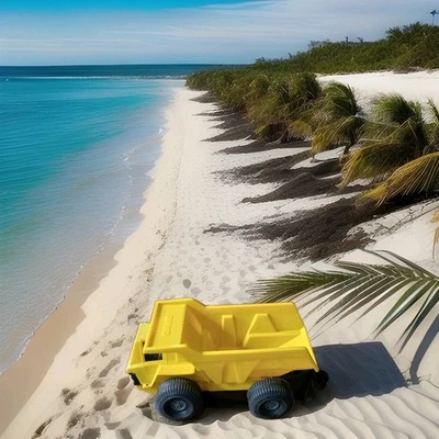 Vintage 70's Ideal Mighty Mo Friction Dump Truck Yellow Plastic Toy Construction - Image 1 of 4