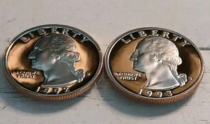 Lote de cuartos Washington 1992 y 93-S *revestidos* prueba de cámara d **Envío gratuito** - Imagen 1 de 6