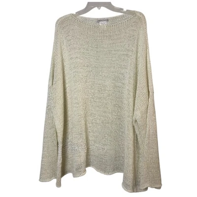 Sarah Pacini Italy Open Knit Ivory Long Sleeve Sweater OneSize Lagenlook Coastal - Image 1 of 4