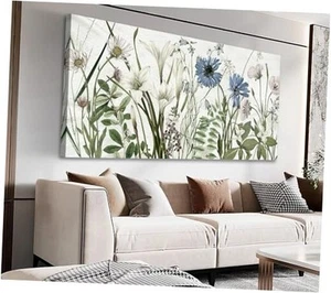  Botanical Canvas Wall Art - 48L" x 24W" Botanical Wildflowers Wrapped Canvas - Picture 1 of 7
