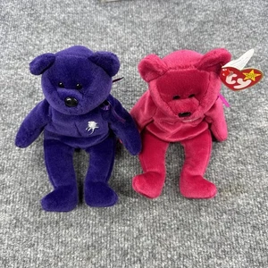 Princess Diana 1997 + Valentina 1998 TY Beanie Babies Lot RARE TAG ERRORS - Picture 1 of 24