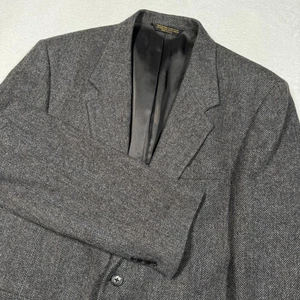 Cricketeer Blazer Mens 46R Gray Herringbone Tweed 2 Button Wool Blend Jacket - Picture 1 of 13