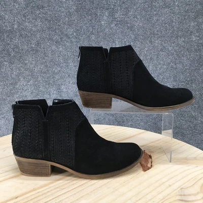 Kensie Botas Mujer 9 M Gris Botín Cuero Negro Informal Tobillo Tacones Bloque Foto 1 de 4