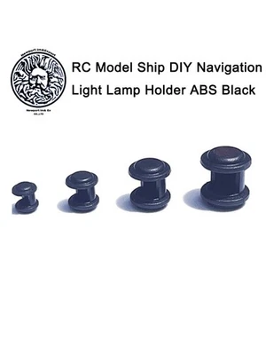 RC Model Ship DIY Navigation Light Lamp Holder ABS Black 2pcs - Image 1 of 3