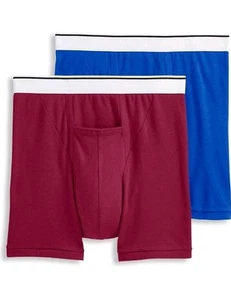Jockey Mens Pouch 5" Boxer Brief 2-PACK Full Rise H-Fly LARGE Blue Red 1146 NWT - Picture 1 of 6