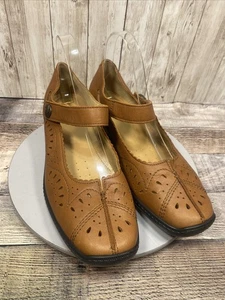 Hotter Chile Women’s Cognac Leather Mary Jane Comfy Shoes Size US 10 M UK 8 - Picture 1 of 17