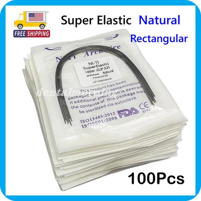 100Pcs Dental Orthodontic Arch Wire Super Elastic Niti Natural Rectangular Wire - Imagem 1 de 4