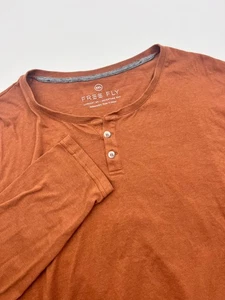 Free Fly Men's Brown Long Sleeve Bamboo Blend Henley Stretch Shirt Size 3XL - Picture 1 of 10