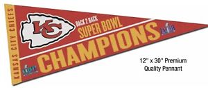 Kansas City Chiefs Super Bowl 58 LVIII Champion 12”x30”Premium ￼￼Pennant US Made