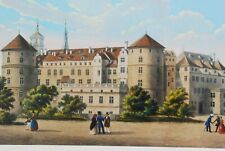 AQUATINTA gerahmt BILD "Altes Schloß Stuttgart" MARTENS nach C.F.KELLER ca.1840