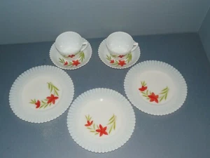 Vintage Petal Ware Red Flower Luncheon Tea Set - Picture 1 of 10
