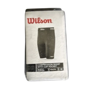 Wilson Size Youth Medium Black Compression Short With Cup Pocket *New* - Picture 1 of 4
