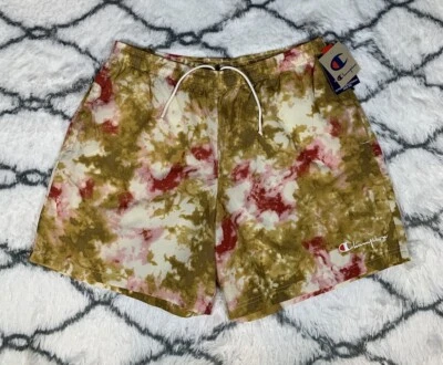CHAMPION Nylon Warm Up Watercolor Tie Dye 6” Shorts Brown Pink Mens Sz 2XL *NEW* - Image 1 of 4