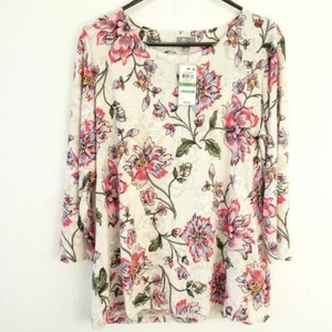 JM Collection Women's Blouse Top Large Ivory Pink NWT - Picture 1 of 10