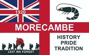 Morecambe Fußballverein Flagge oder Banner. 5ft x 3ft. Georgskreuz - Bild 1 von 1