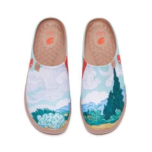 Men Size 6-11 UIN Slip On Shoes Comfortable "Van Gogh Wheatfield with Cypresses" - Picture 1 of 6