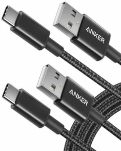 ANKER Nylon USB-C To USB-A 2.0 Cable 2-pack Black B8173011 Brand New in box - Picture 1 of 1