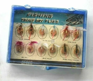 Vintage NOS Nesco FL-470 FIshing Trout Dry Flies Bait Hooks Display Case 12 - Picture 1 of 7