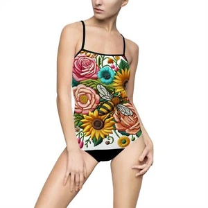 Bestickter Patch Styled Damen Badeanzug  - Bild 1 von 41