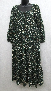 Old Navy Womens Dress Medium Green Longs Sleeve Boho Casual Preppy - Picture 1 of 6