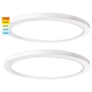 Luxrite 12 Inch Round LED Flush Mount 22W 5CCT 1600 Lumens Dimmable 2-Pack - Picture 1 of 8