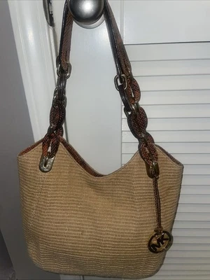 Michael Kors Straw Shoulder Bag Boho Rasta - Image 1 of 4
