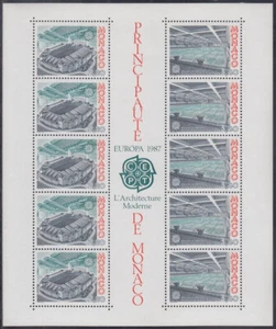 MONACO Sc # 1564a CPL MNH HOJA de 5 JUEGOS, EUROPA 1987, ESTADIO - Imagen 1 de 1