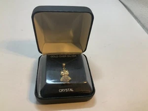 Yellow Gold Over STERLING SILVER CZ Crystal Owl Pendant Necklace  MSRP $121.00 - Picture 1 of 7