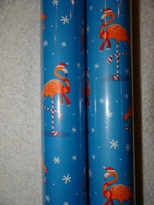 FLAMINGOS WRAPPING PAPER FOLDED FLAT GIFT WRAP CHRISTMAS HOLIDAY 40 SQ. FT. NEW - Image 1 of 4