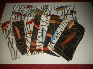 Juego de manteles y servilletas de algodón para peces de agua dulce ALEXANDER HENRY COLLECTION 9 piezas - Imagen 1 de 12