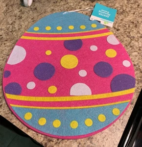 Felt Pink & Blue Easter Egg Polka Dots Door Wreath Sign 12" x 10" S26a - Picture 1 of 5